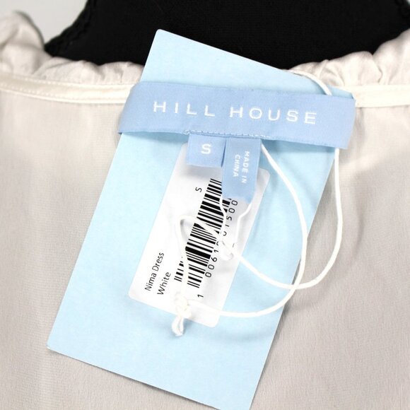 Hill House Nima Wrap Dress White Silk Mini V-Neck Robe Ruffle Trim Small S NEW - Picture 9 of 9